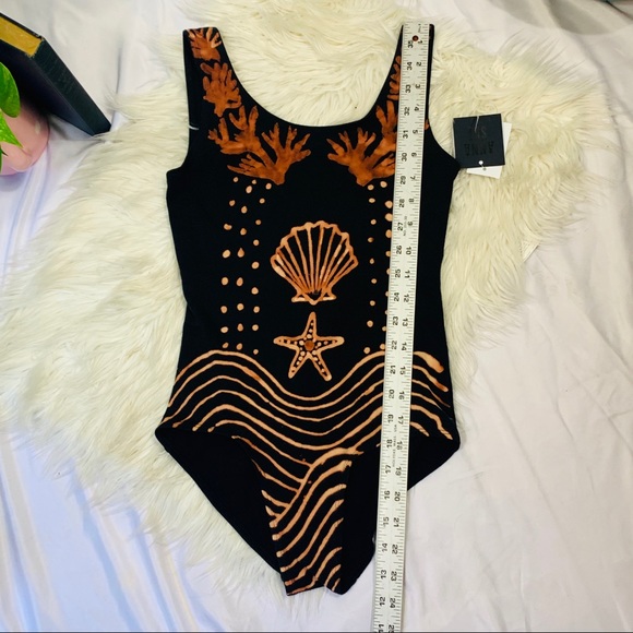 ANNA SUI Leotard BodySuit Small Waves Brass Arrow - Picture 10 of 13